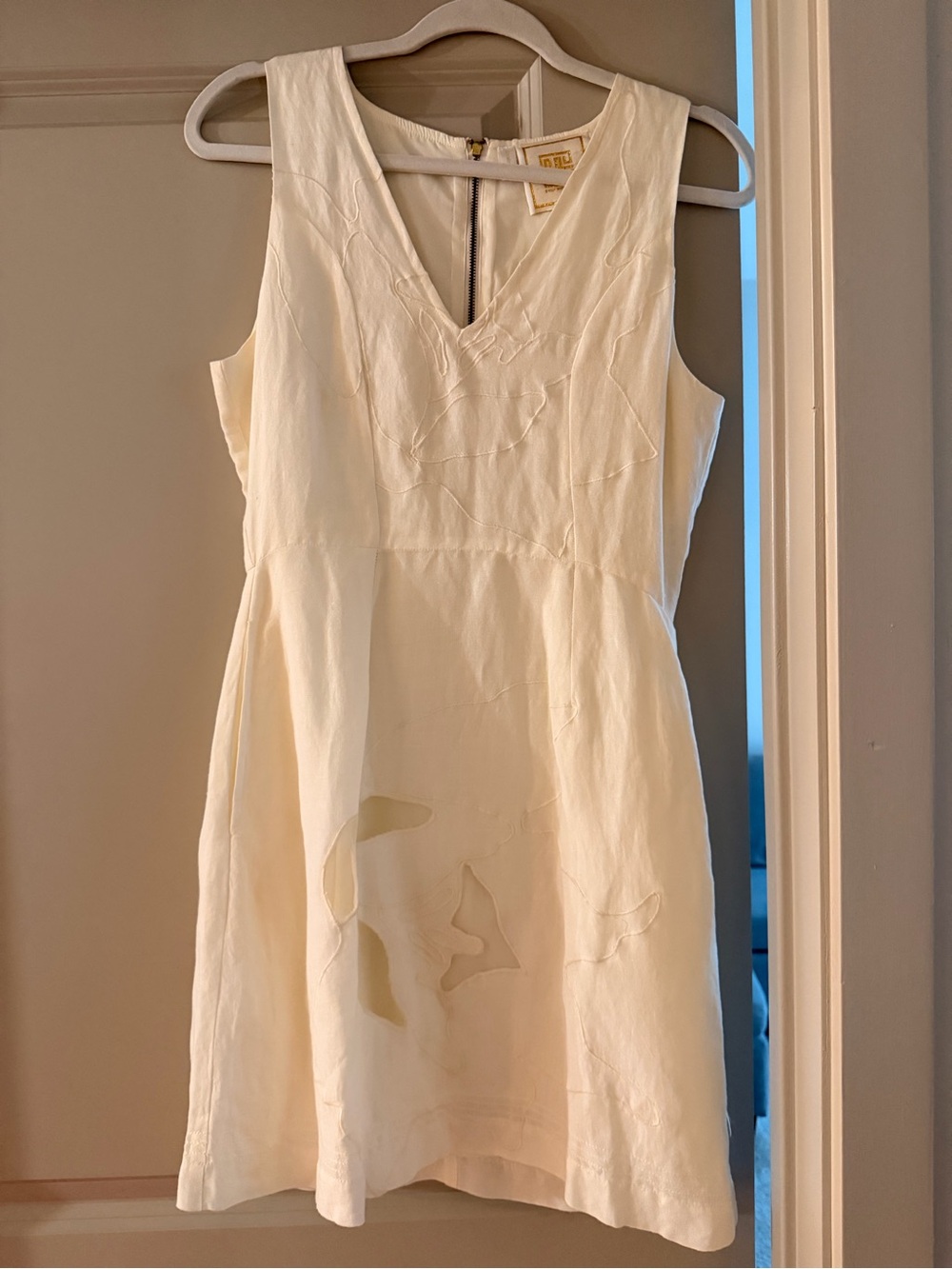 Emily McCarthy Cream V-Neck Sleeveless Dress